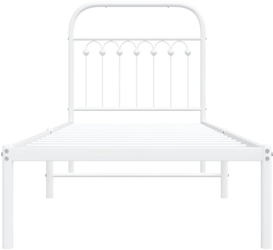 vidaXL - Bedframe - met - hoofdbord - zonder - matras - metaal - wit - 75x190 - cm
