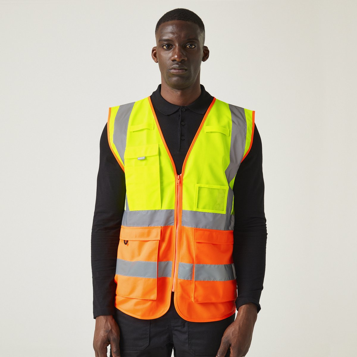 T-shirt Korte Mouwen Hiking Heren Reflecterende Strips Meerdere Zakjes