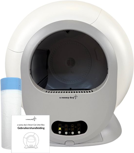 Foto: A sunny day automatische kattenbak inclusief app zelfreinigende kattenbak elektrische kattenbak automatische kattenbak xxl 65 liter inclusief afvalzakken