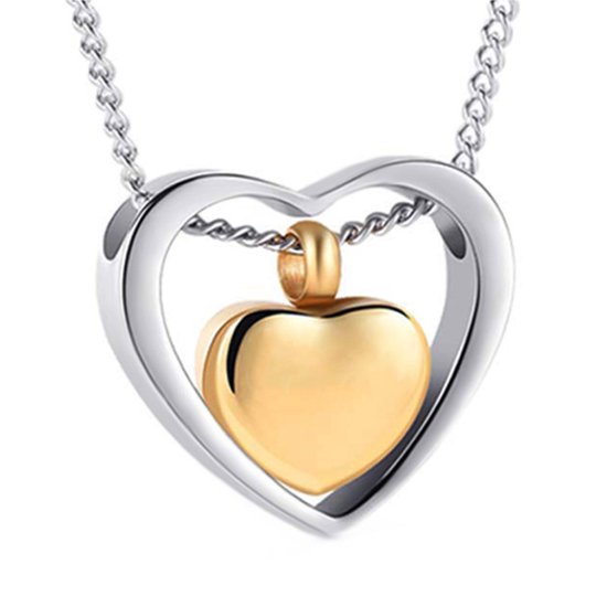 Pendentif cœur de Luxe | Avec chaîne | Or |Bijoux en frêne | En tant que chaîne | Bijoux commémoratifs | Urne | Incl. Comme remplissage
