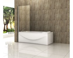 Vaste Badwand 75 x 160 cm - Extra Hoog - 6 mm Veiligheidsglas - Plaatsing Links of Rechts - Anti-kalk-coating