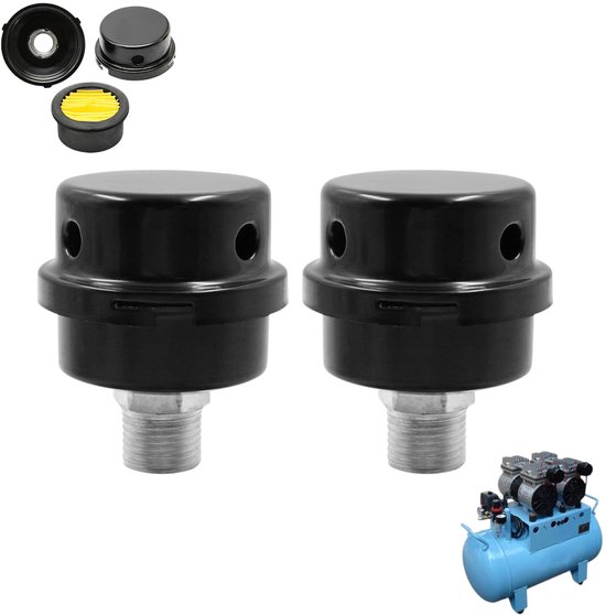 Foto: 2 pack schroefdraad luchtcompressor demper aanzuigfilter metalen schroefdraad luchtfilter voor generator blower uitlaat 20mm 