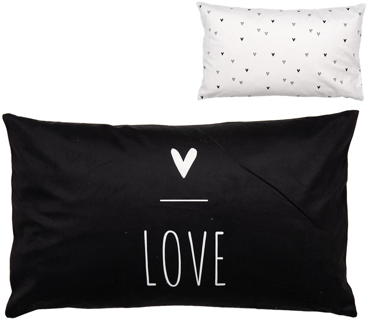 Kussenhoes 30x50 cm Zwart Wit Polyester