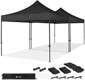 VONROC Easy-Up Partytent – 6x3 m – Premium easy-up Partytent - Set incl. 2x Tent en 1x Koppel-systeem - Modulair Ontwerp – Opvouwbaar – Waterdicht – Stalen Frame - 50+ UV Bescherming - Incl. Opbergtassen – Zwart