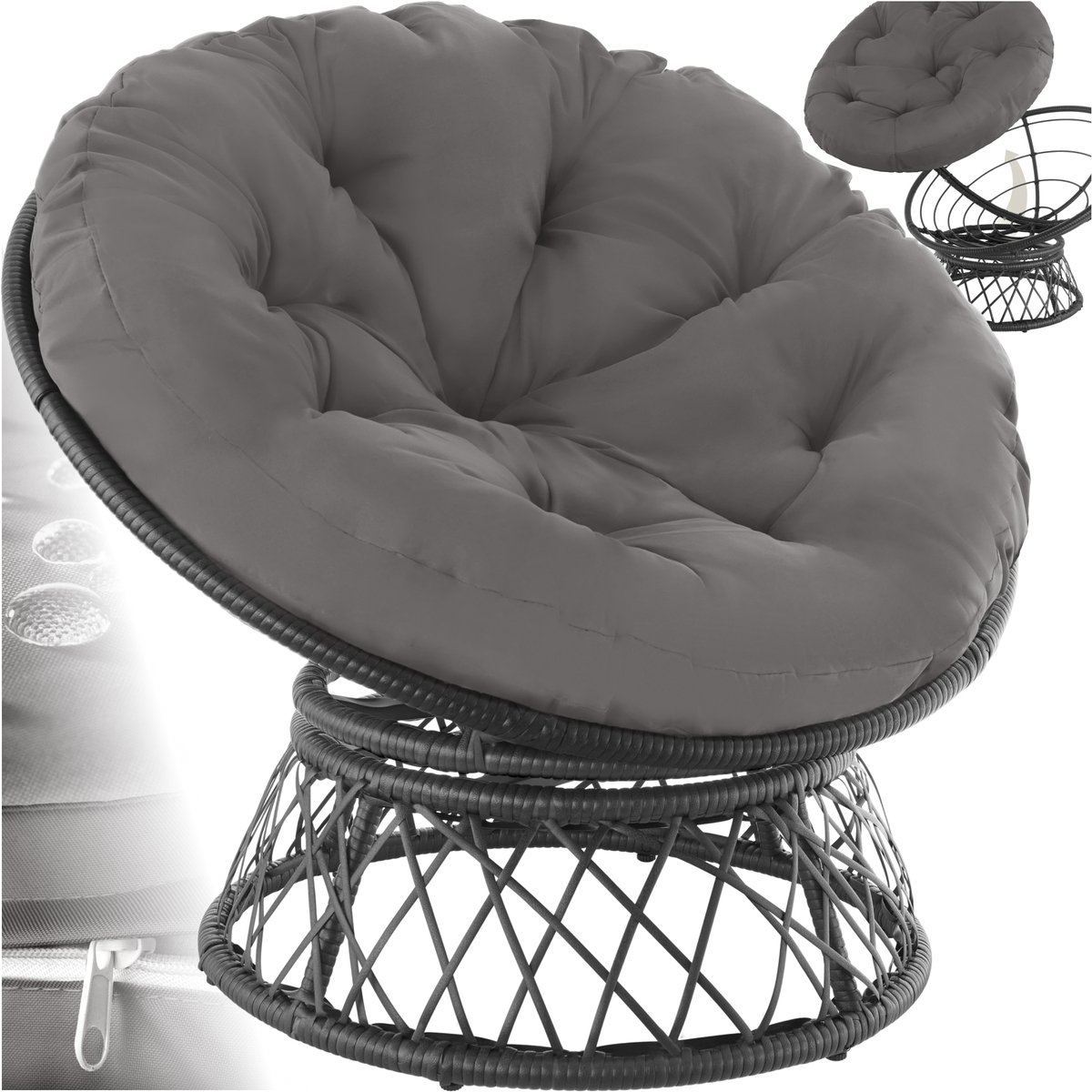 COITROZR Hangstoelkussen, 40 cm, outdoor, stoelkussen, papasanstoel, zitkussen, tuinmeubelen, bekleding, hangmand, zitkussen, dikke zitkussens voor rotanmeubels en tuinstoel, rond, papasanstoelkussen