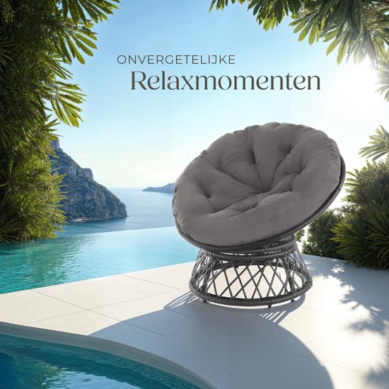 chilly pilley Kussens voor de papasan-stoel, rond kussen, bekleding voor de papasanstoel, stoelkussen, zitkussen, gewatteerd met lussen (bruin corduroy, 120 cm