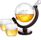 Ceruzo Whiskey Karaf - Globe Decanter in Houder - 2 bijpassende glazen -Whisky- Een Perfecte Cadeautip!