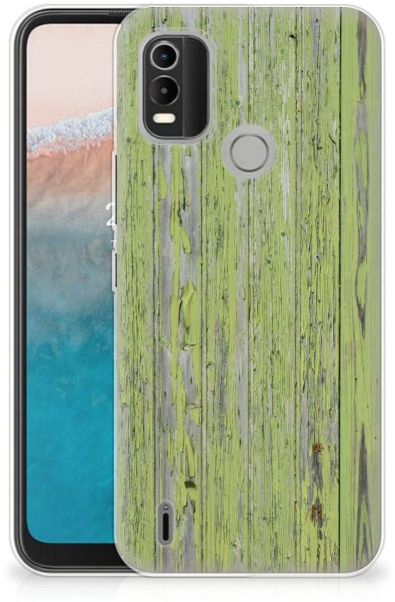 TPU Hoesje voor Nokia C21 Plus Bumper Hoesje Green Wood