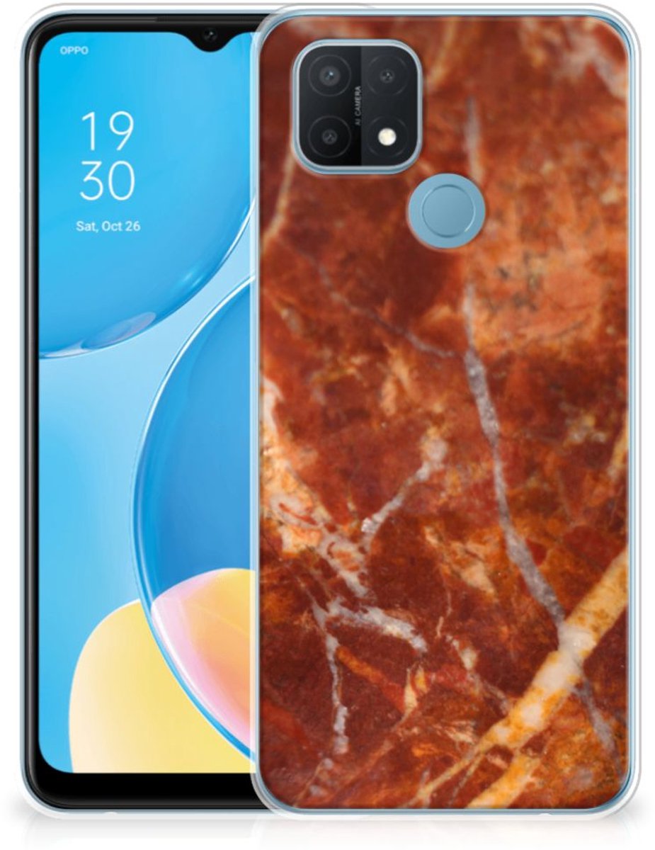 OPPO A15 TPU Siliconen Hoesje Marmer Bruin