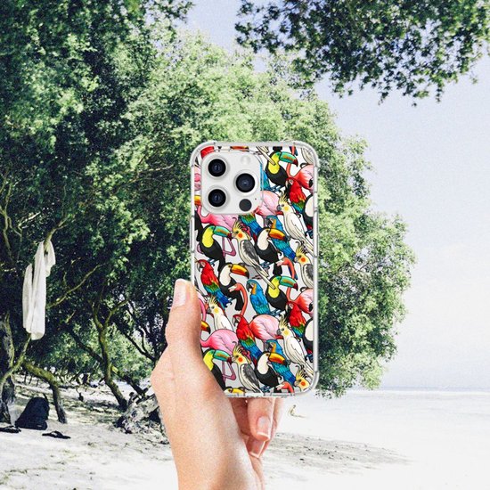 Coque photo antichoc pour iPhone 13 Pro Max avec oiseaux à bord transparent