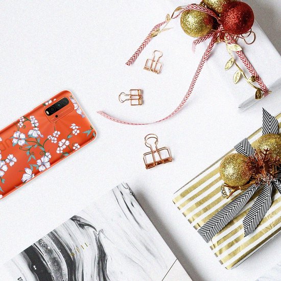 Bumper Housse Etui pour Xiaomi Redmi 9T | Poco M3 Coque Téléphone Fleur Blanche