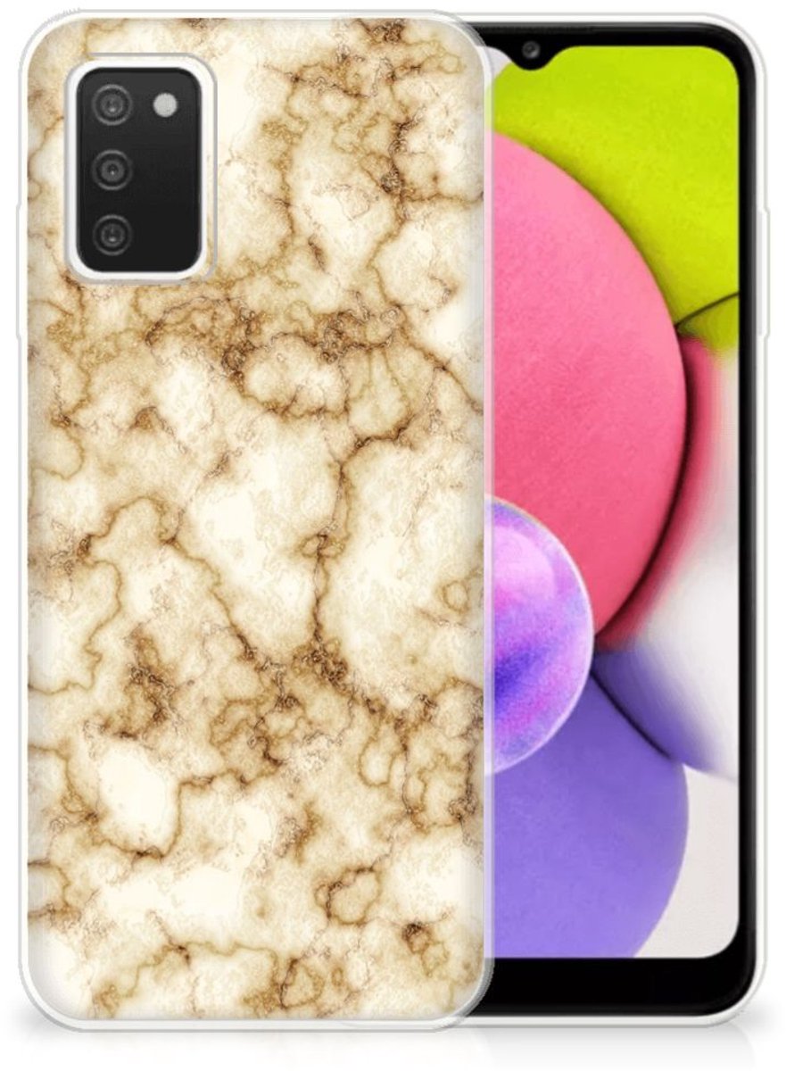 Samsung Galaxy A03S TPU Siliconen Hoesje Marmer Goud