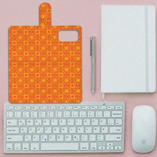 PU Premium Housse pour OnePlus 9 Pro Portefeuille Batik Orange
