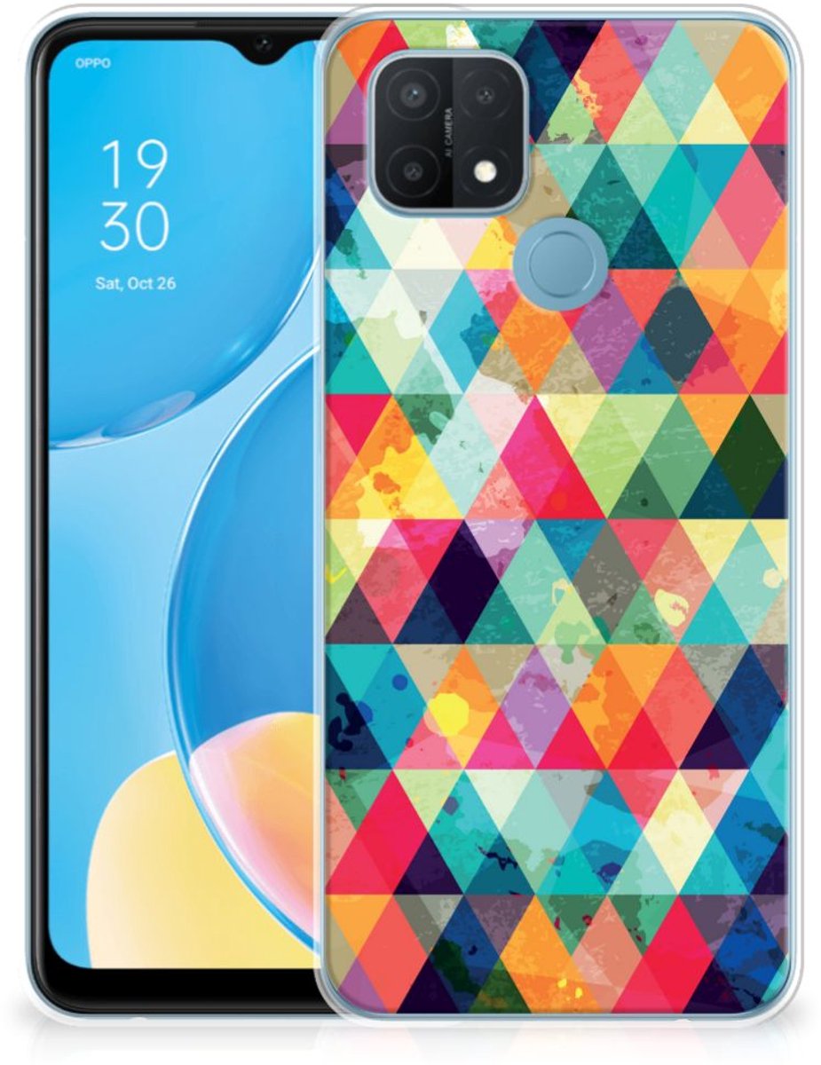Back Cover voor OPPO A15 TPU bumper Geruit