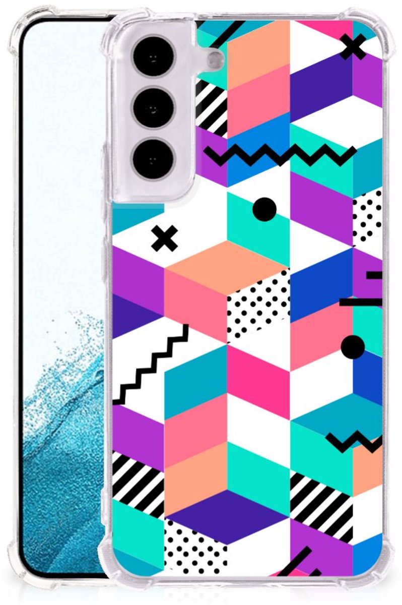 Samsung Galaxy S22 Shockproof Case Blokken Kleurrijk
