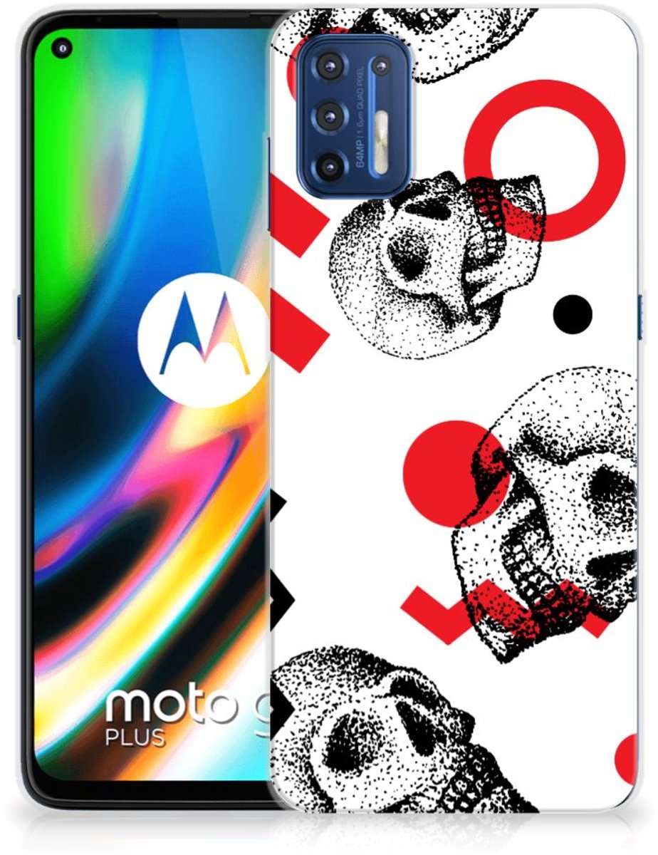 Silicone Back Case Motorola Moto G9 Plus Skull Red
