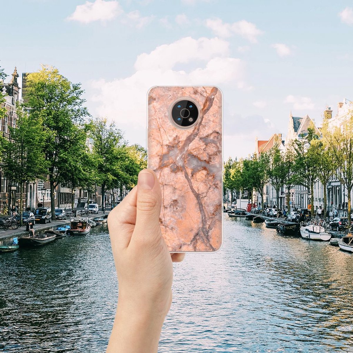 Nokia G50 TPU Siliconen Hoesje Marmer Oranje