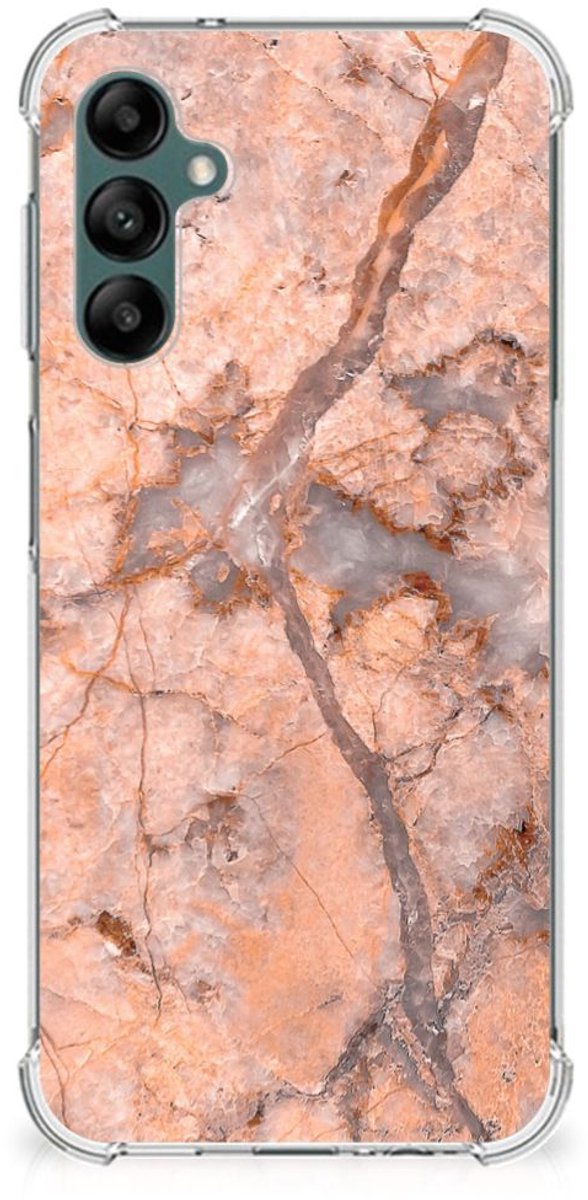 Back Cover voor Samsung Galaxy A14 5G/4G Anti-Shock Hoesje Marmer Oranje