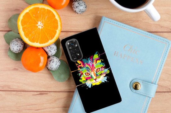 Coque Smartphone Xiaomi Redmi Note 11/11S Etui Portefeuille Mignon Cat Couleur