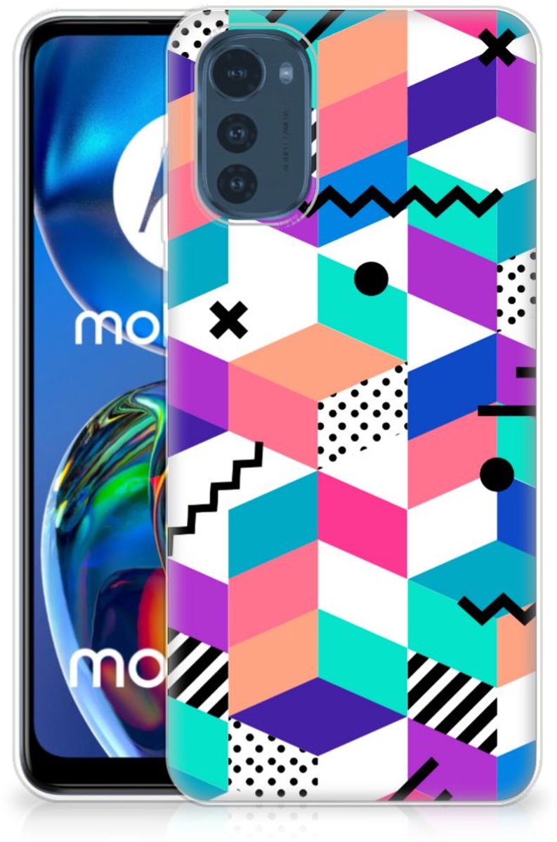 Motorola Moto E32/E32s TPU Hoesje Blokken Kleurrijk