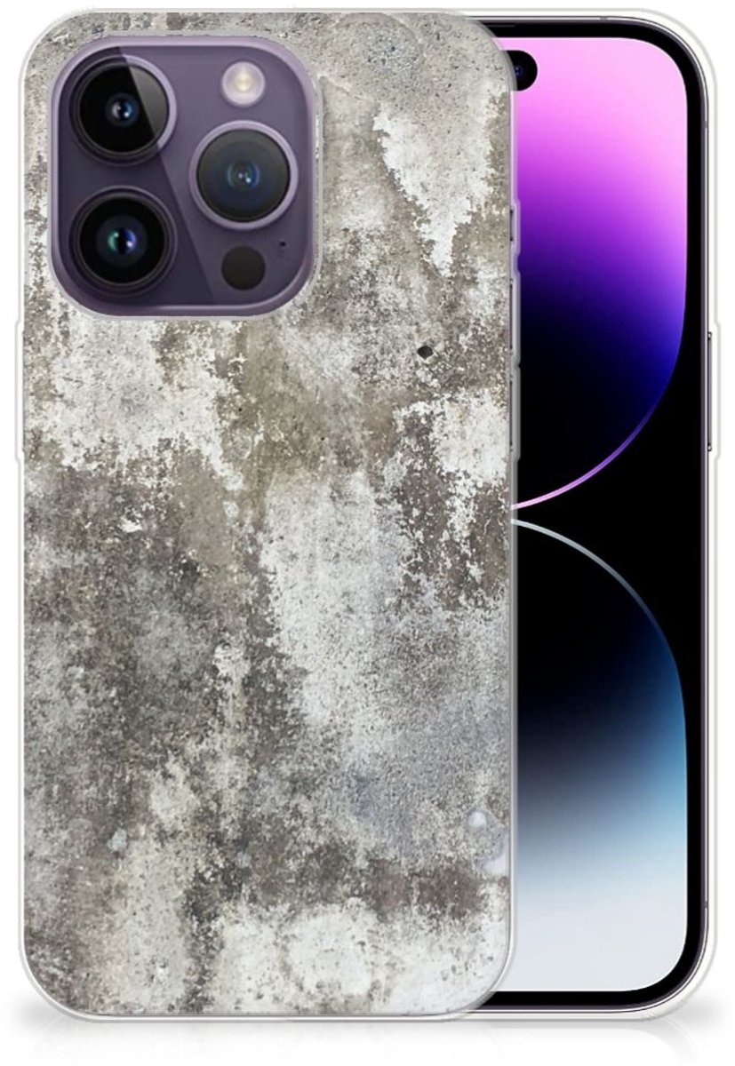 Back Cover voor Apple iPhone 14 Pro TPU Siliconen Hoesje Beton Print