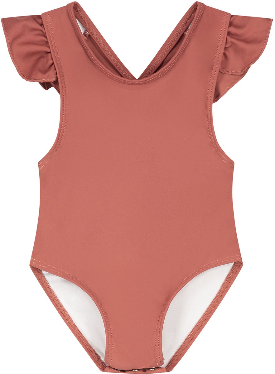 Supercute badpak Terracotta met drukknopen en gekruiste bandjes maat 74/80
