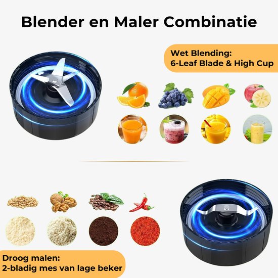 Orretti Smoothie Blender-1200W, Persoonlijke Blender voor Shakes en Smoothies - BPA-vrije Blender voor Smoothies - Krachtige Blender voor de Keuken, Sapjes, Babyvoeding van Orretti. — afbeelding 3