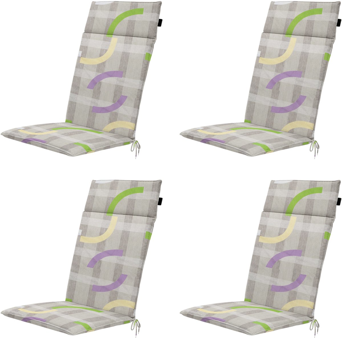 Madison - Tuinstoelkussen Hoge Rug Tess purple - Ca. 120x50 cm - Set van 4