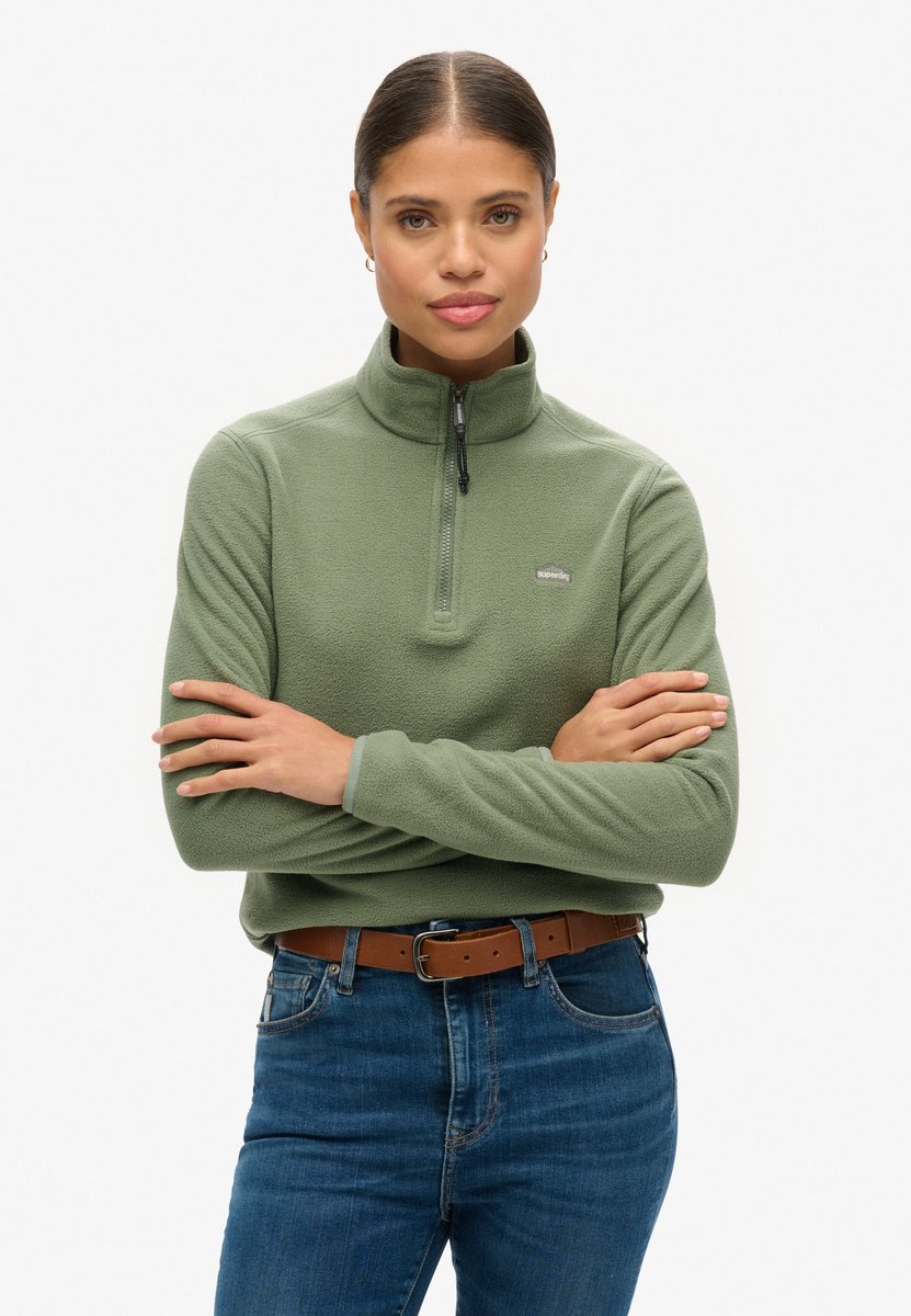 Superdry Polarfleecetrui met halve rits Dames Truien Khaki