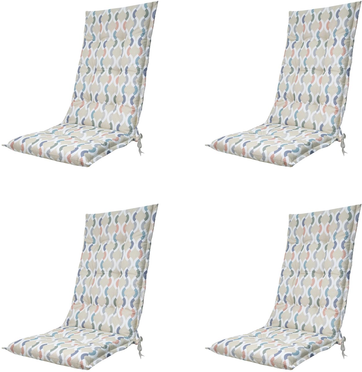 Madison - Tuinstoelkussen Hoge Rug Trivia natural - Ca. 123x50 cm - Set van 4