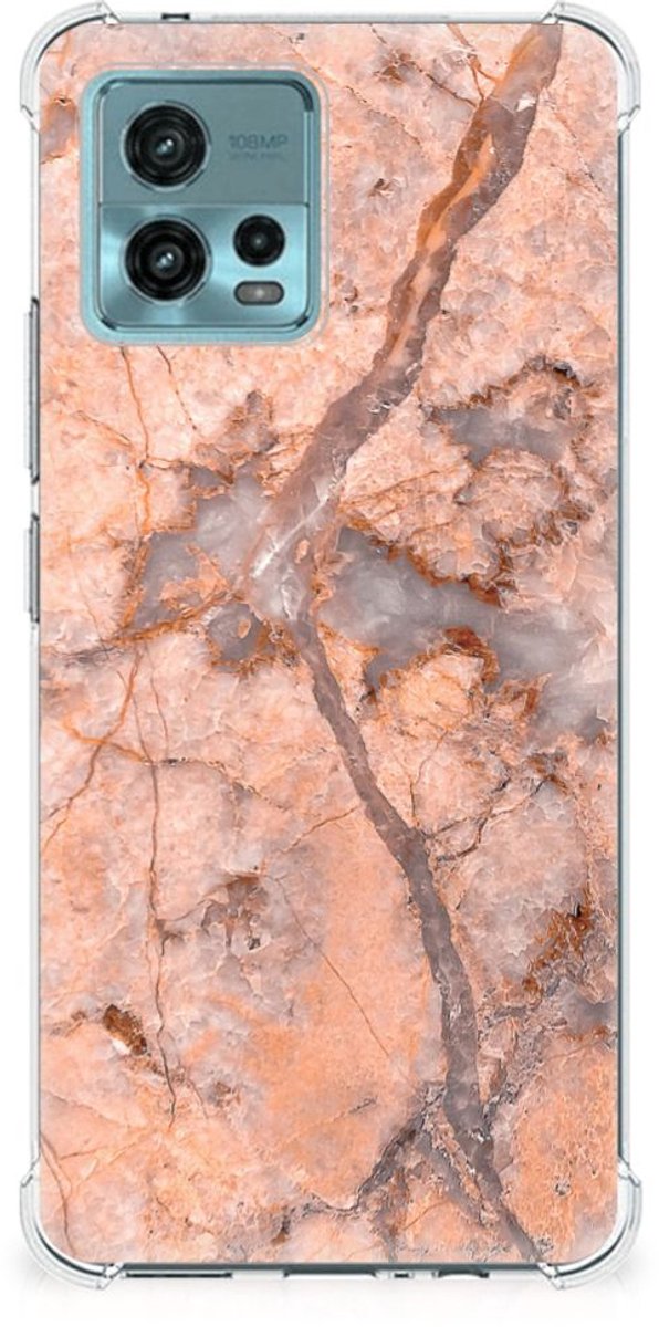 otorola Moto G72 Anti-Shock Hoesje Marmer Oranje