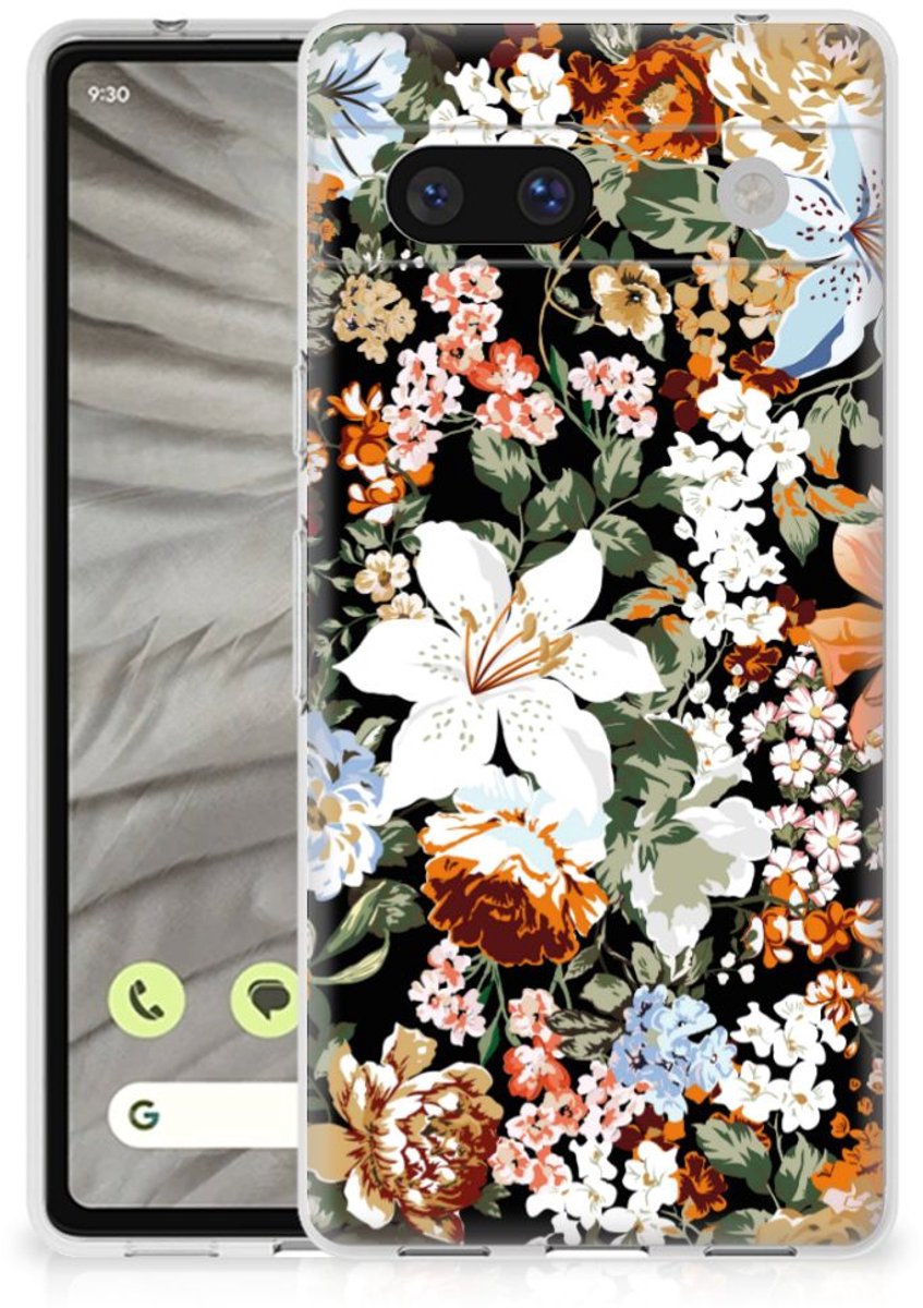 TPU Case voor Google Pixel 7A Dark Flowers