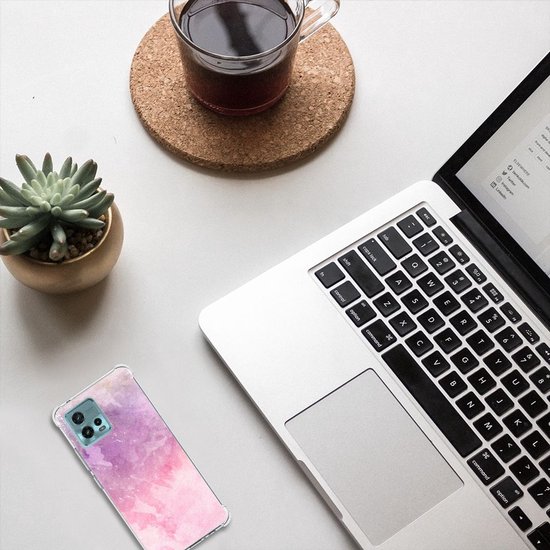 Coque pour smartphone otorola Moto G72, coque de téléphone robuste avec bord transparent, peinture Pink