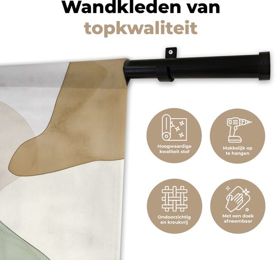 Wandkleed 90x67.5 cm - Wanddoek Japandi - Abstract - Groen - Wandtapijt - Wandkleden