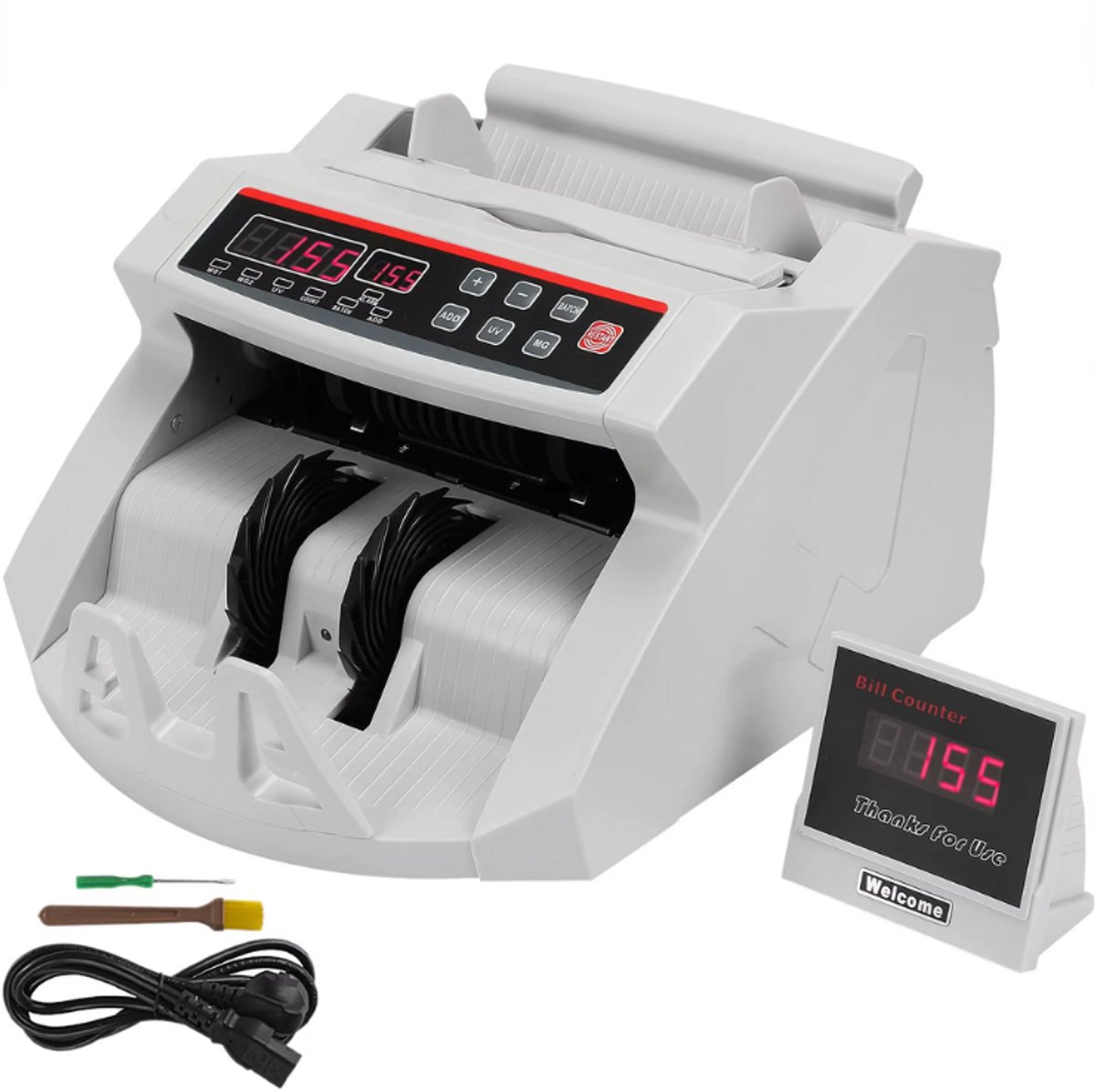 RM Store® - Digitale Bankbiljet Teller - Geldtelmachine - Detectiemachine - Banken - Winkels - Wit - 23.5 x 26 x 17 cm.