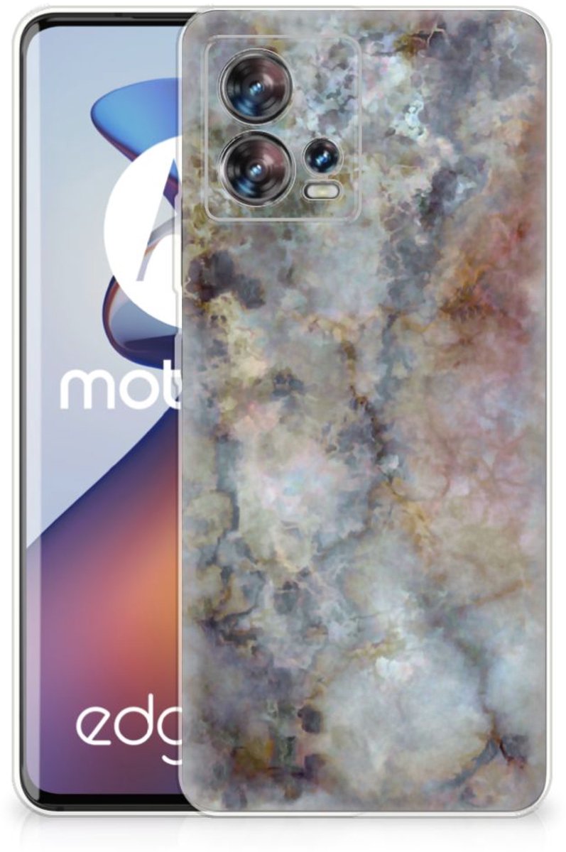 Motorola Edge 30 Fusion TPU Siliconen Hoesje Marmer Grijs