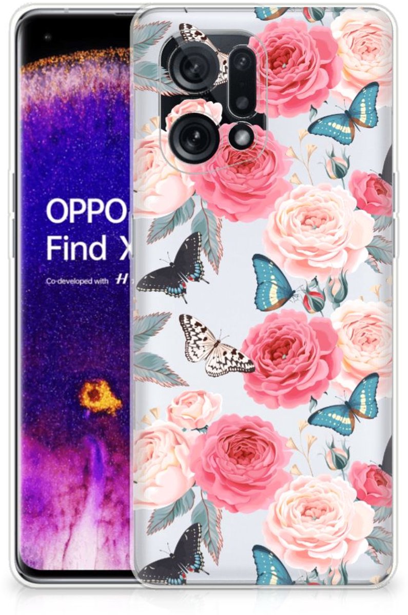 OPPO Find X5 TPU Case Butterfly Roses