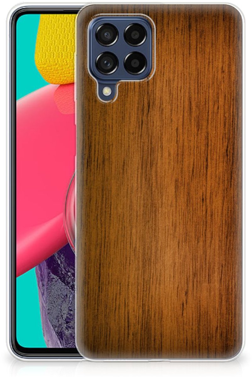 Samsung Galaxy M53 Bumper Hoesje Donker Hout