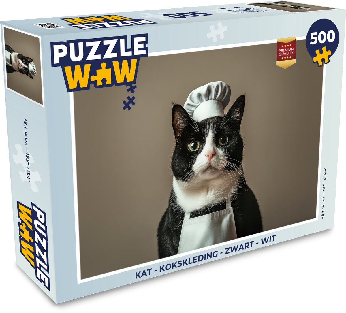 Puzzel Kat - Kokskleding - Zwart - Wit - Legpuzzel - Puzzel 500 stukjes