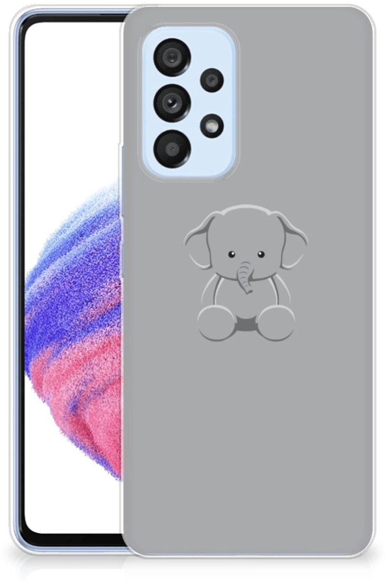 Samsung Galaxy A53 5G Telefoonhoesje met Naam Grijs Baby Olifant