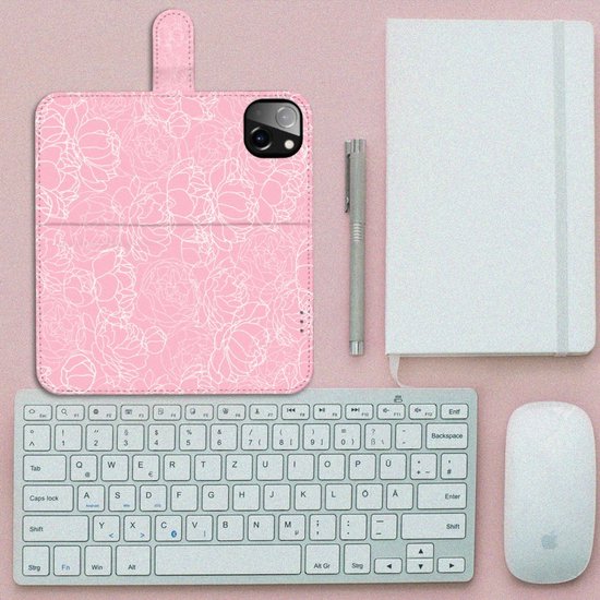 Coque Téléphone iPhone 14 Max Portefeuille pour Fleurs Blanches