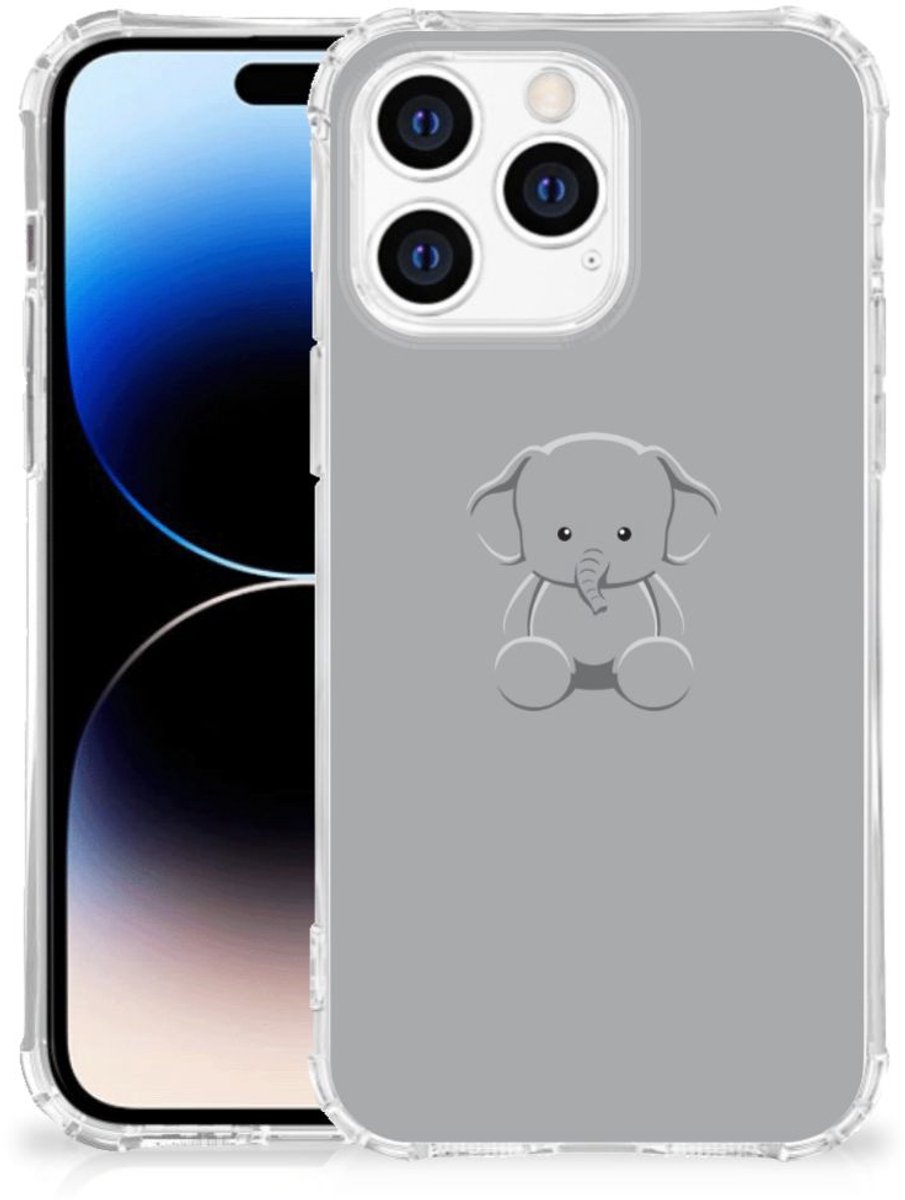 Apple iPhone 14 Pro Max Stevig Bumper Hoesje Grijs Baby Olifant