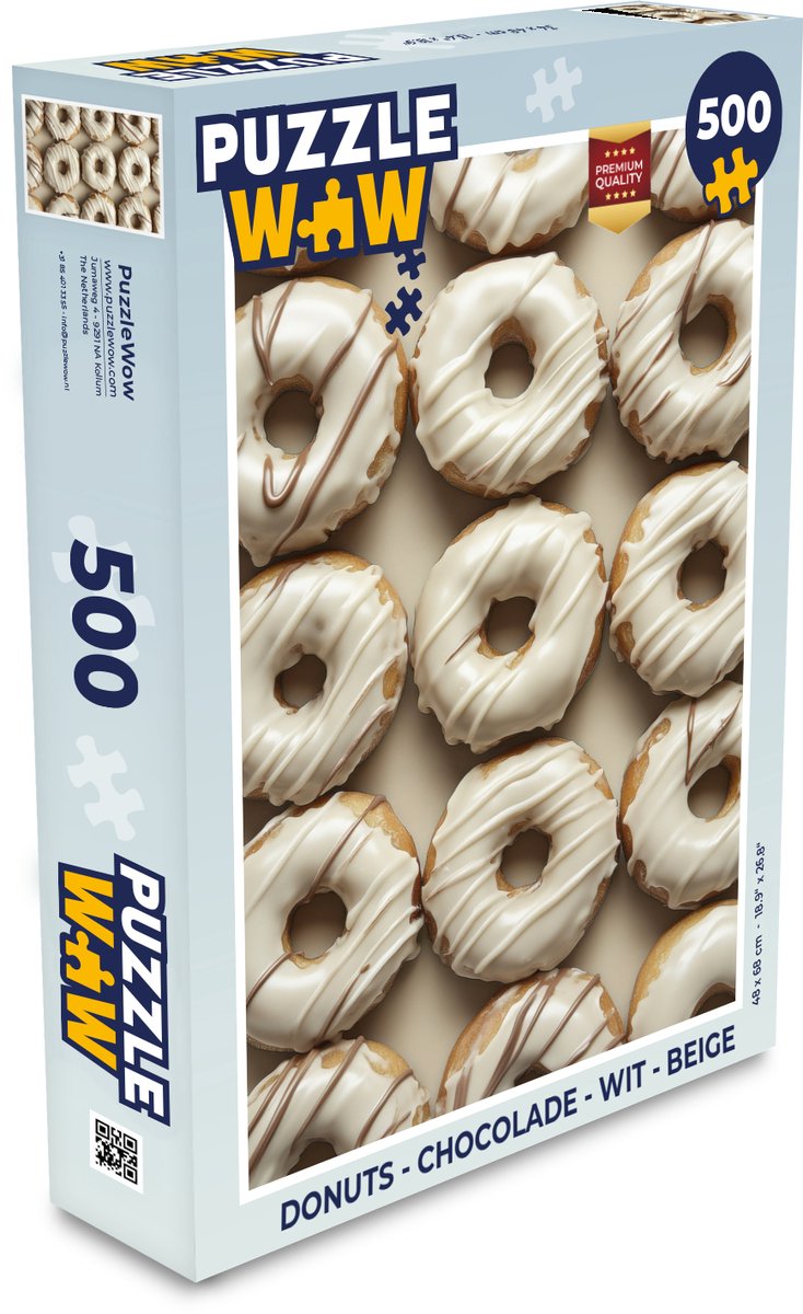 Puzzel Donuts - Chocolade - Wit - Beige - Legpuzzel - Puzzel 500 stukjes