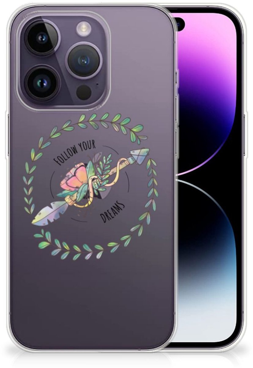 Back Cover voor Apple iPhone 14 Pro Telefoonhoesje met Naam Boho Dreams