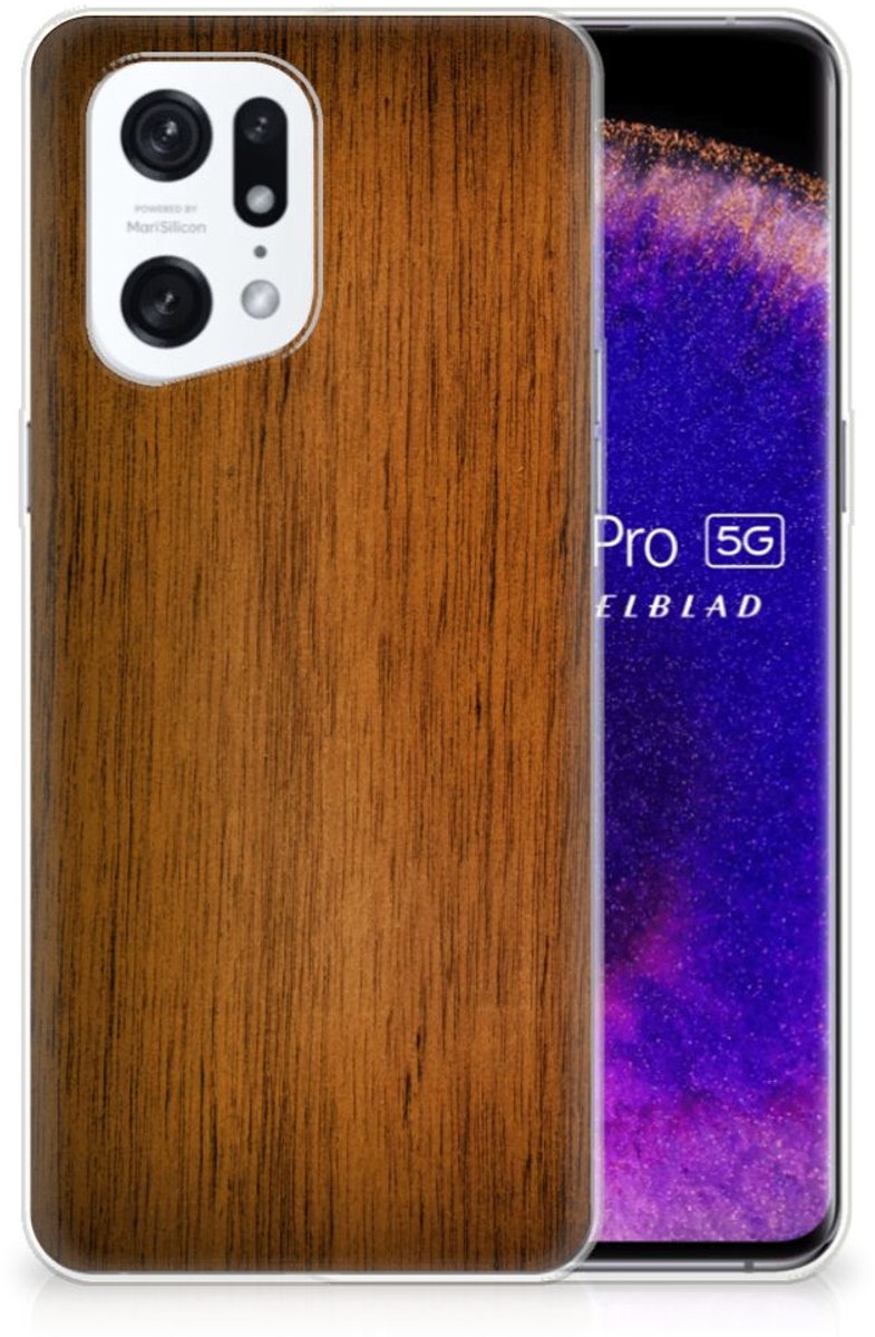 OPPO Find X5 Pro Bumper Hoesje Donker Hout