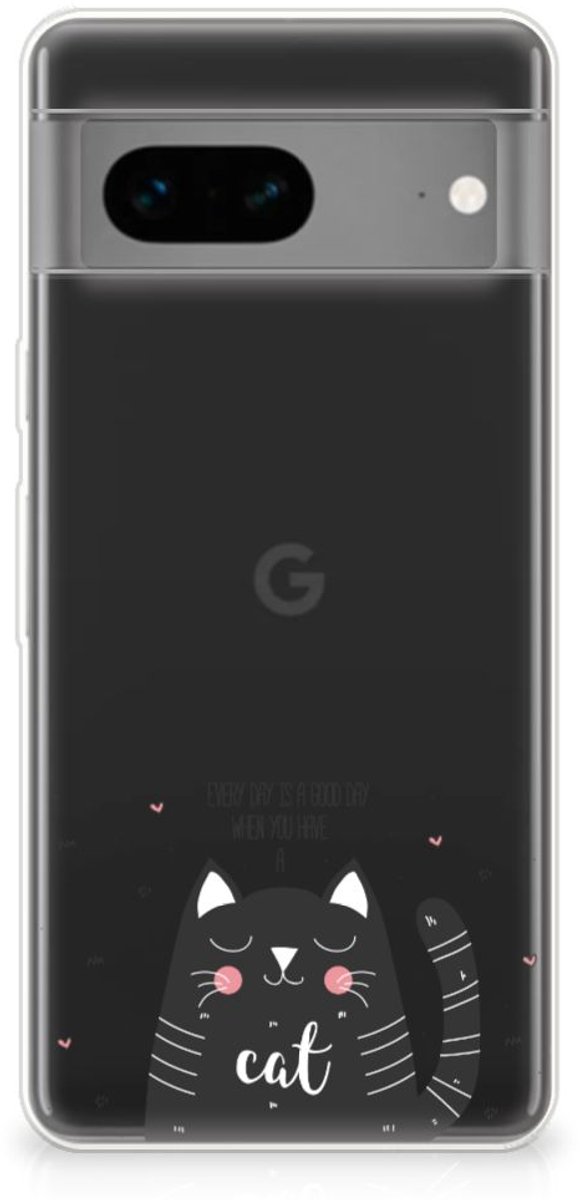 Google Pixel 7 Telefoonhoesje met Naam Cat Good Day