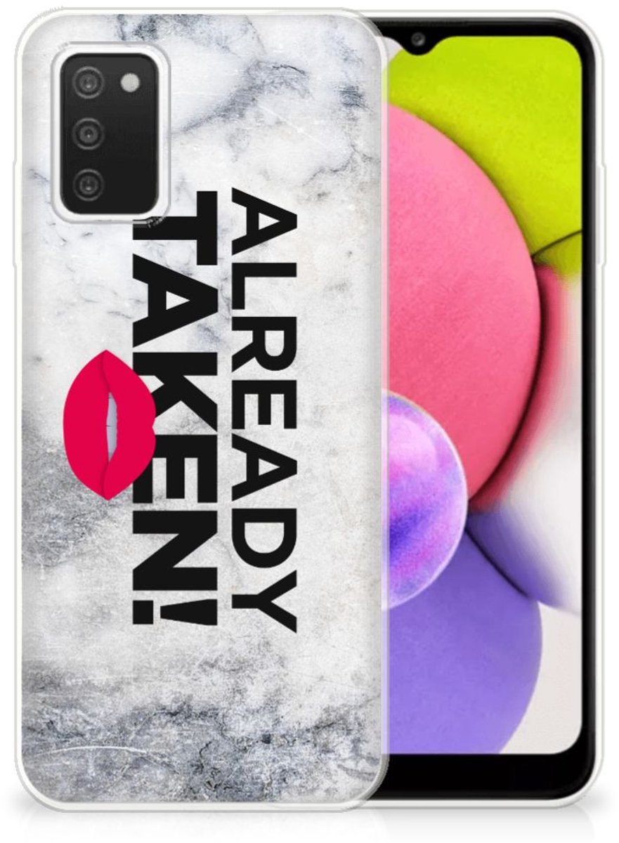 Samsung Galaxy A03S Siliconen hoesje met naam Already Taken White