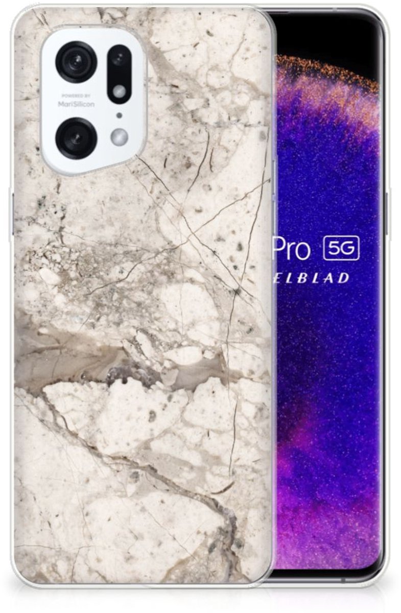 OPPO Find X5 Pro TPU Siliconen Hoesje Marmer Beige