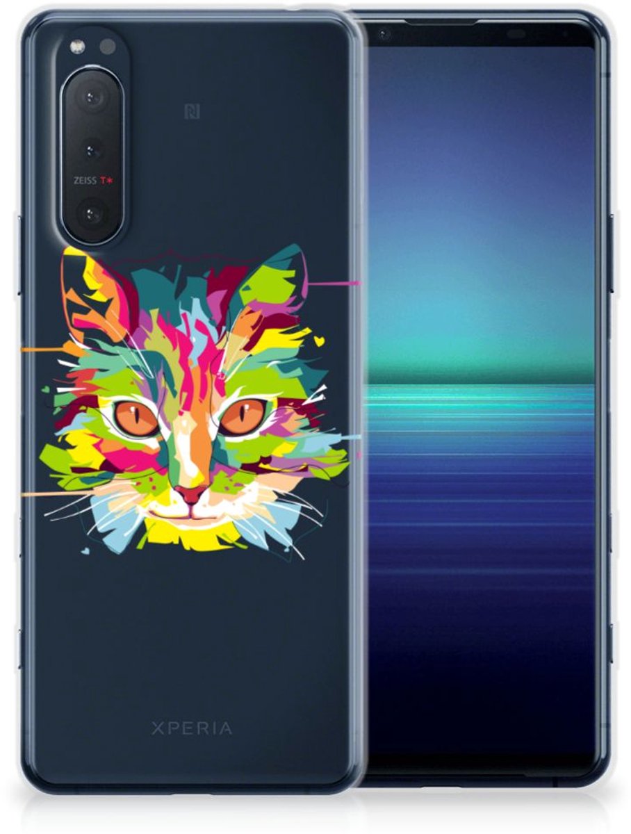 Back Cover voor Sony Xperia 5II Telefoonhoesje met Naam Cat Color