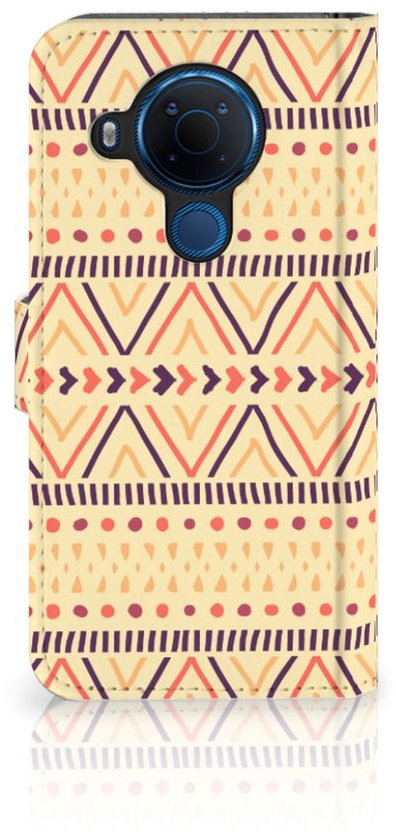 Étui de Bumper Folio pour Nokia 5.4 Coque Jaune Aztèque